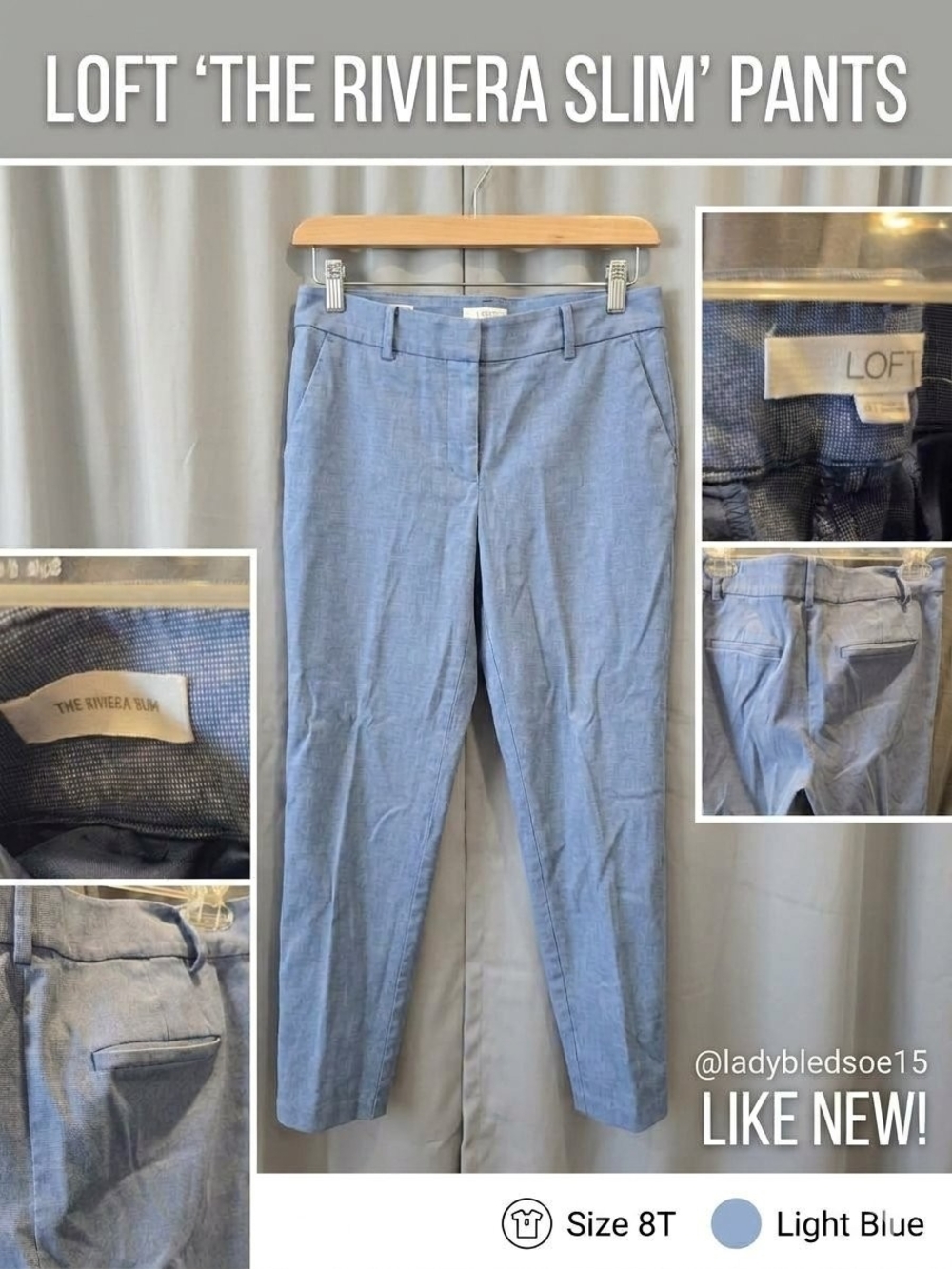 LOFT Light Blue Riviera Slim Women's Pants